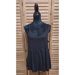 Torrid 3 Black Smocked Babydoll Tank Top Plus Size 3X Women's Sleeveless Blouse